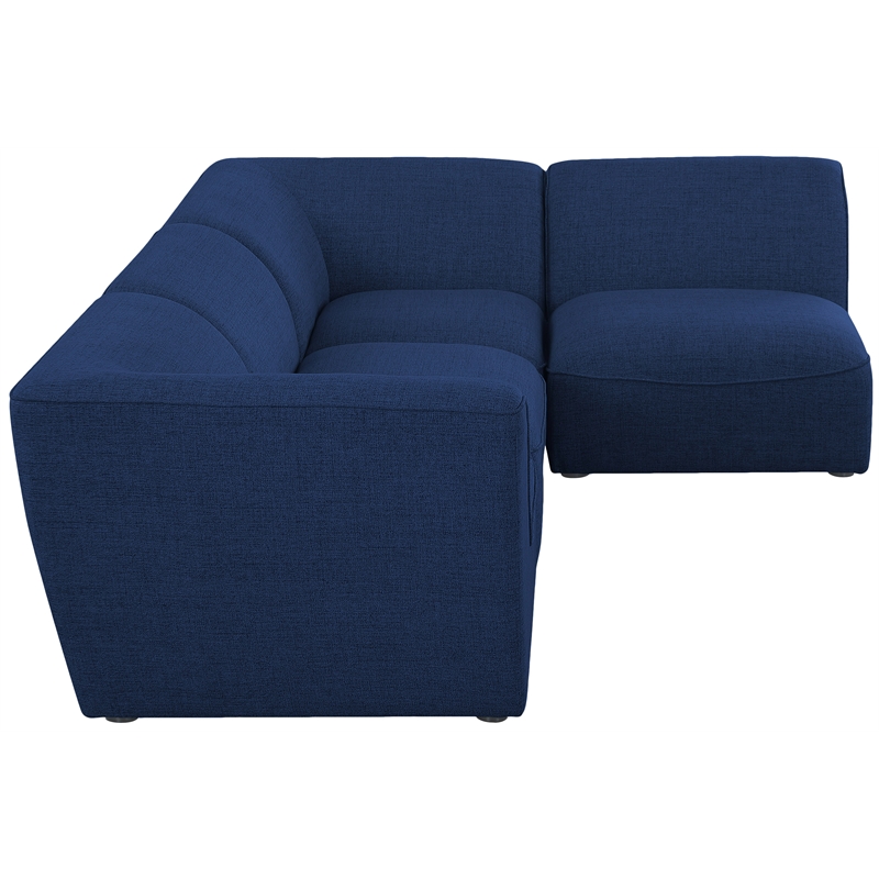 Meridian Furniture Miramar Navy Durable Linen Textured Modular Sectional