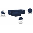 Meridian Furniture Miramar Navy Durable Linen Textured Modular Sectional