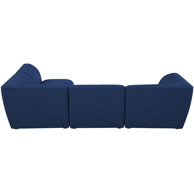 Meridian Furniture Miramar Navy Durable Linen Textured Modular Sectional
