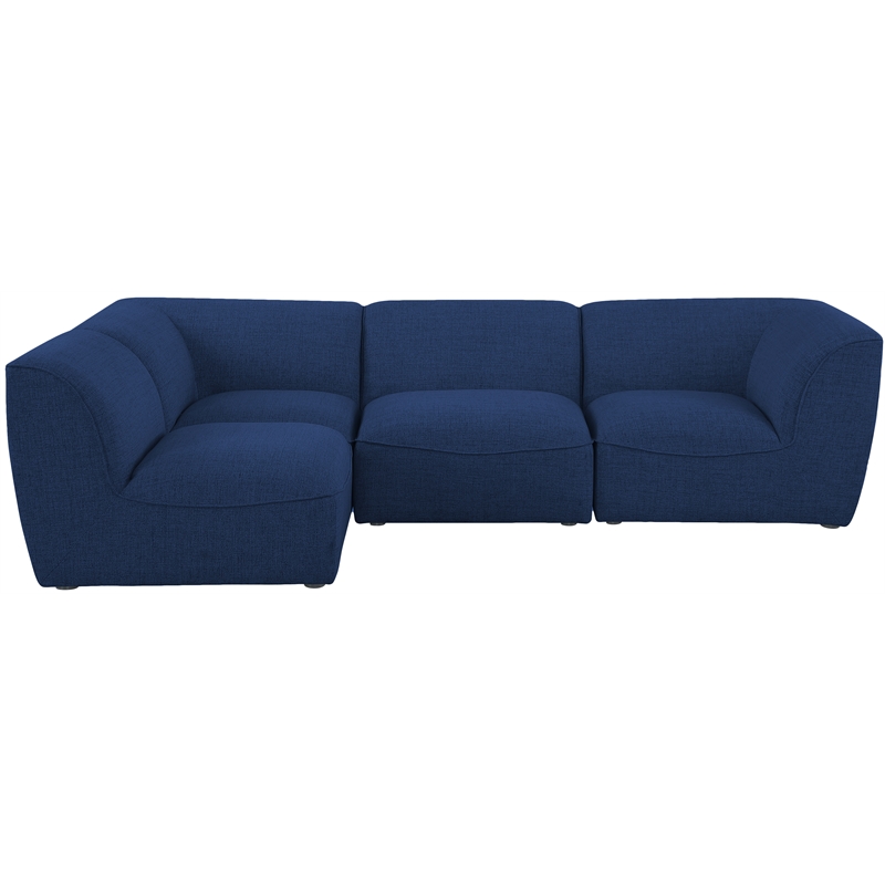 Meridian Furniture Miramar Navy Durable Linen Textured Modular Sectional