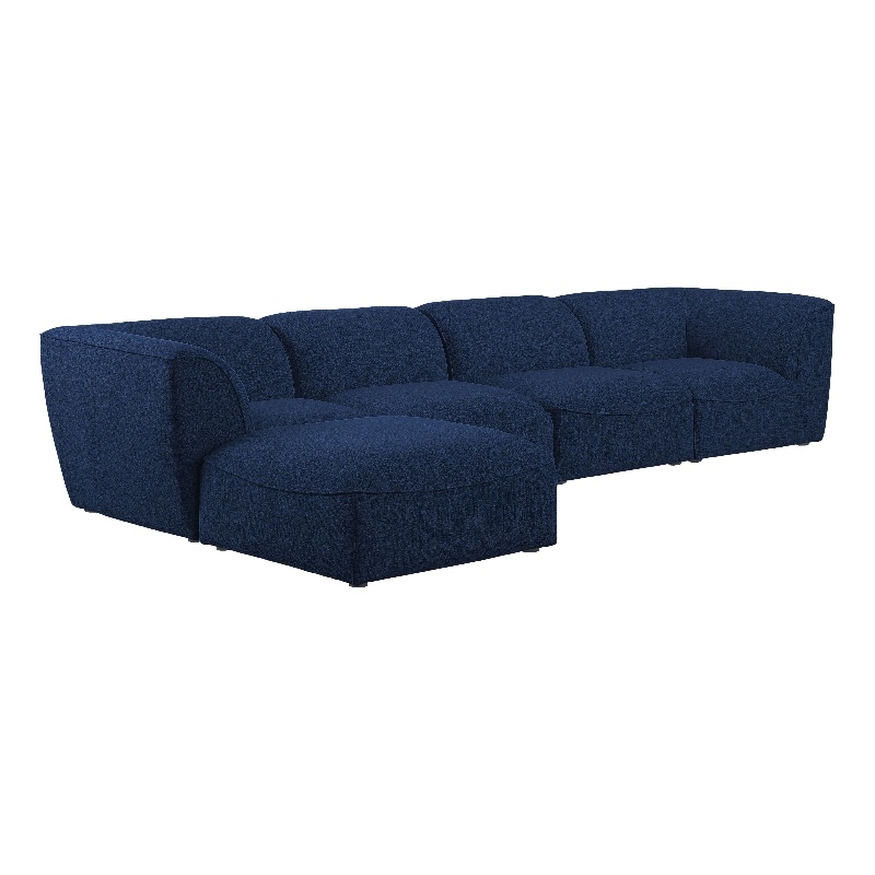 Meridian Furniture Miramar Navy Durable Linen Textured Modular Sectional