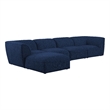 Meridian Furniture Miramar Navy Durable Linen Textured Modular Sectional