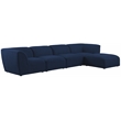 Meridian Furniture Miramar Navy Durable Linen Textured Modular Sectional
