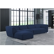 Meridian Furniture Miramar Navy Durable Linen Textured Modular Sectional