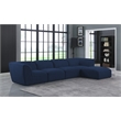 Meridian Furniture Miramar Navy Durable Linen Textured Modular Sectional