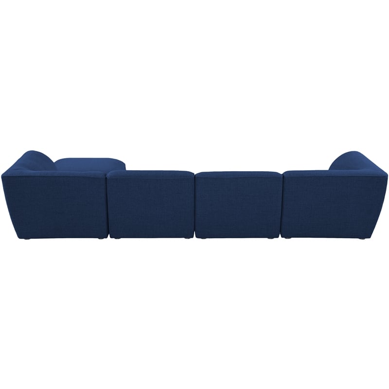 Meridian Furniture Miramar Navy Durable Linen Textured Modular Sectional