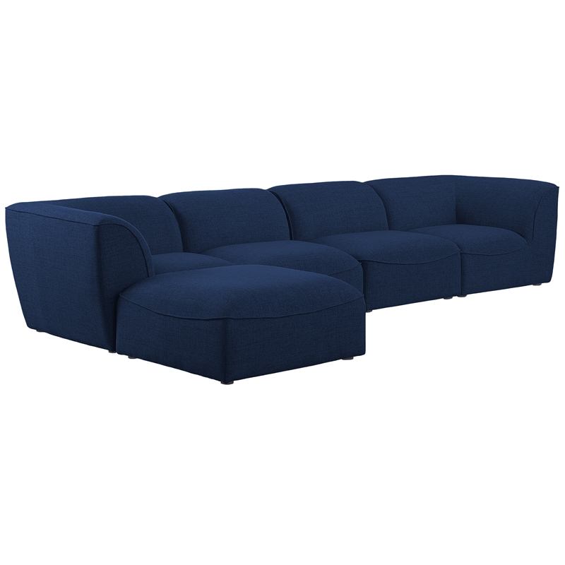 Meridian Furniture Miramar Navy Durable Linen Textured Modular Sectional