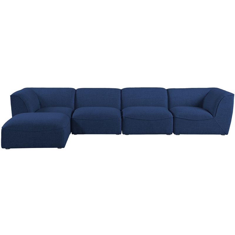 Meridian Furniture Miramar Navy Durable Linen Textured Modular Sectional