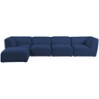 Meridian Furniture Miramar Navy Durable Linen Textured Modular Sectional