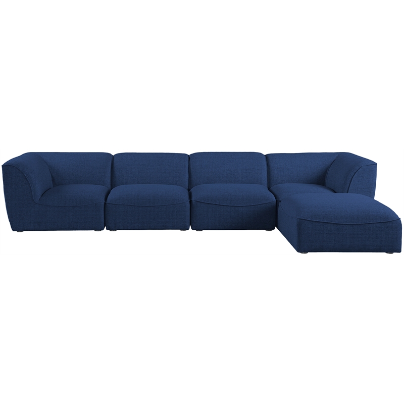 Meridian Furniture Miramar Navy Durable Linen Textured Modular Sectional