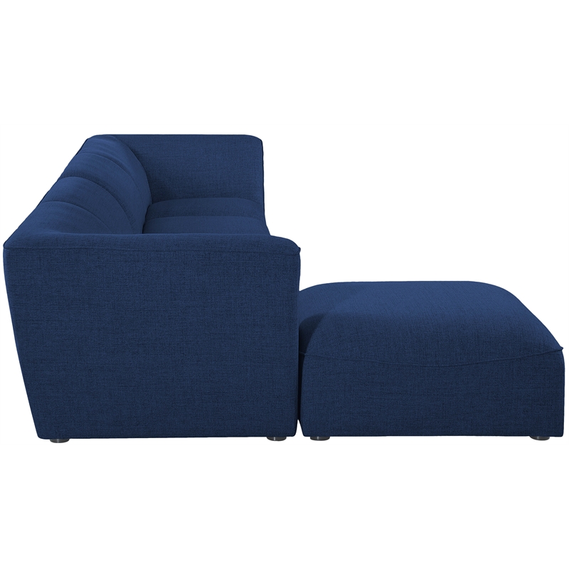Meridian Furniture Miramar Navy Durable Linen Textured Modular Sectional