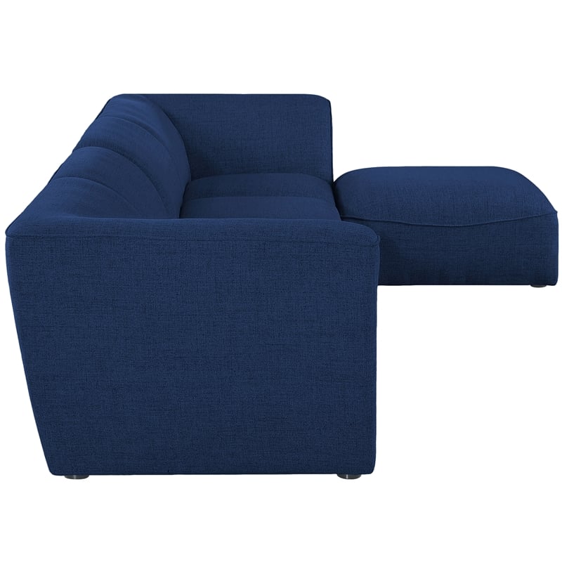 Meridian Furniture Miramar Navy Durable Linen Textured Modular Sectional