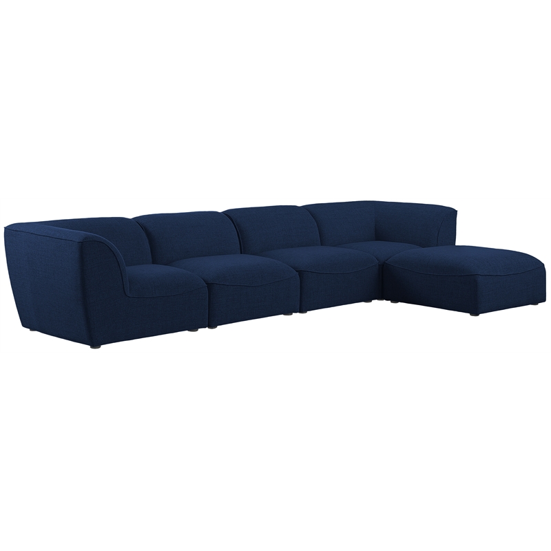 Meridian Furniture Miramar Navy Durable Linen Textured Modular Sectional