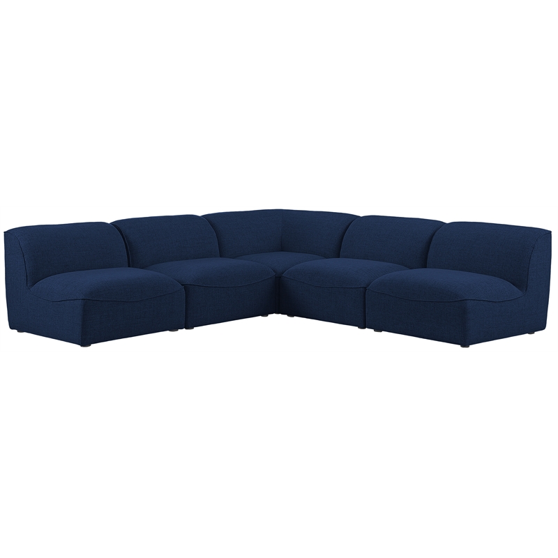 Meridian Furniture Miramar Navy Durable Linen Textured Modular Sectional