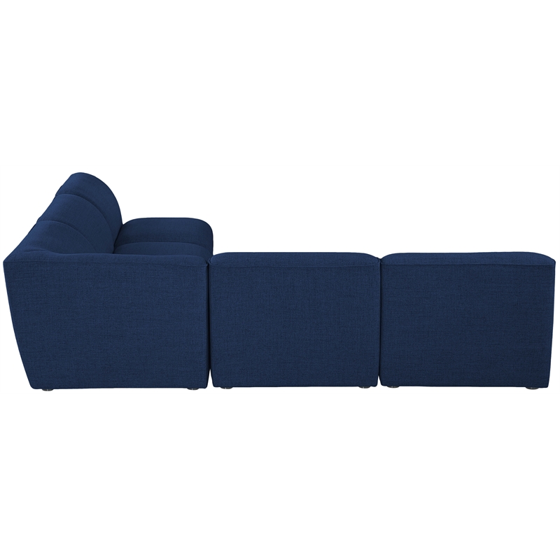 Meridian Furniture Miramar Navy Durable Linen Textured Modular Sectional