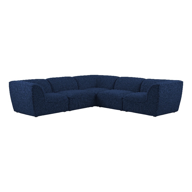 Meridian Furniture Miramar Navy Durable Linen Textured Modular Sectional