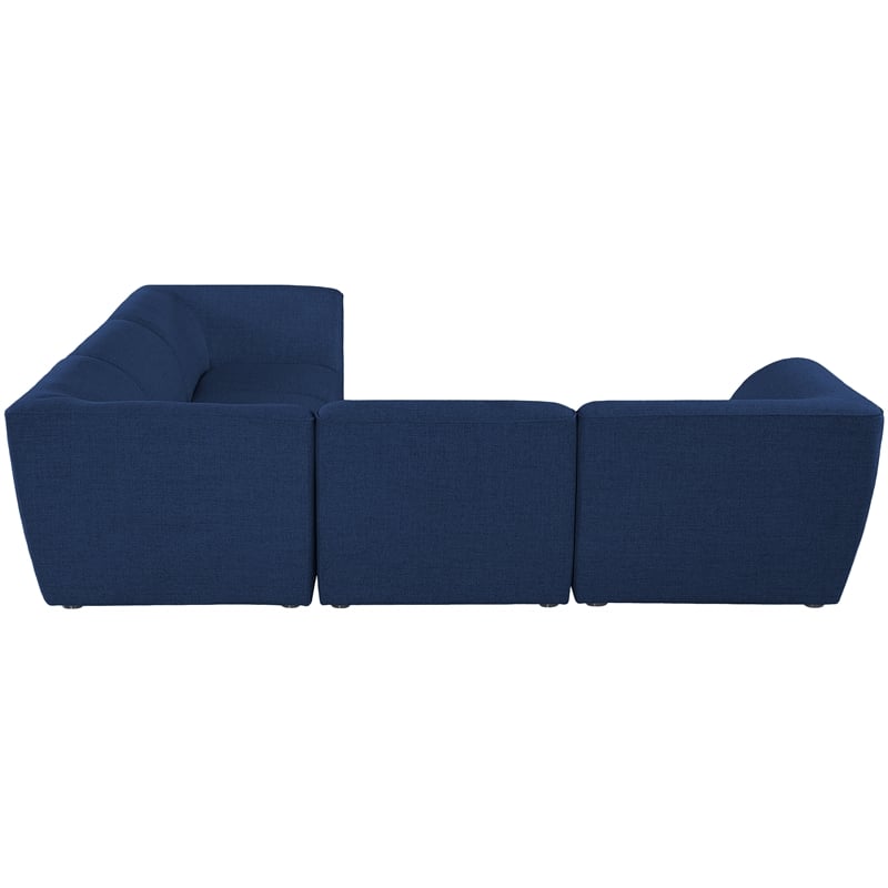 Meridian Furniture Miramar Navy Durable Linen Textured Modular Sectional