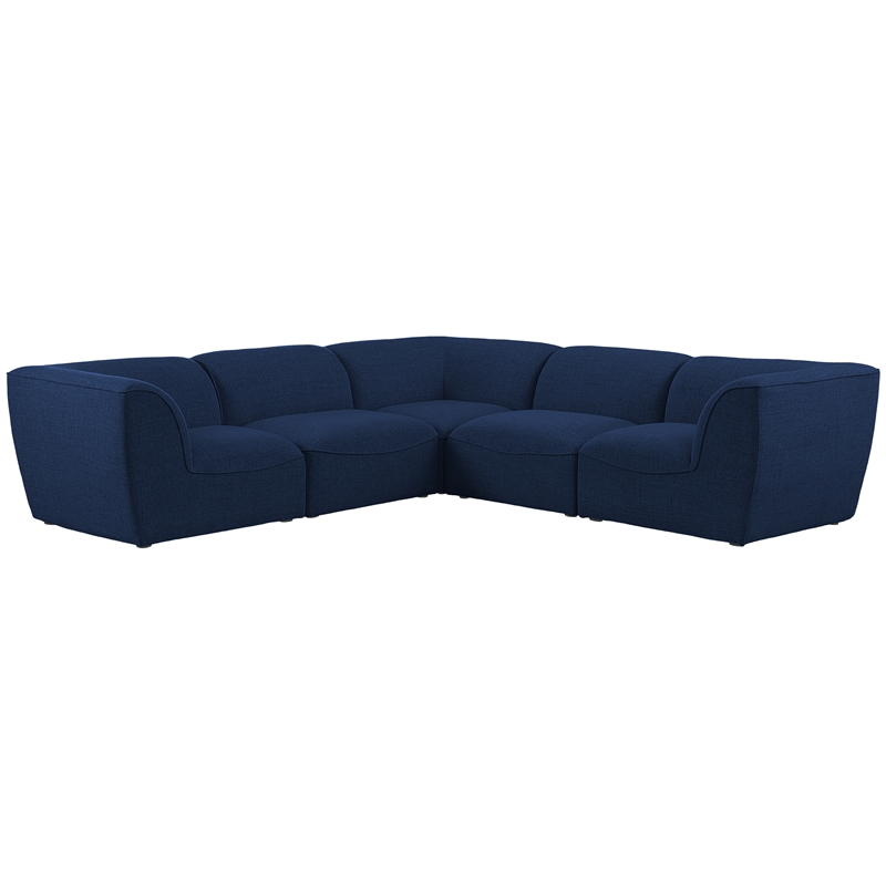 Meridian Furniture Miramar Navy Durable Linen Textured Modular Sectional
