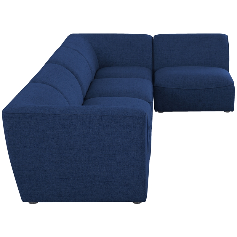 Meridian Furniture Miramar Navy Durable Linen Textured Modular Sectional