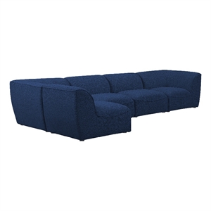 Meridian Furniture Miramar Navy Durable Linen Textured Modular Sectional