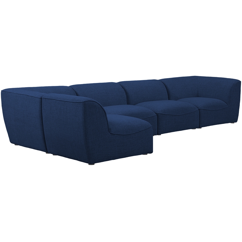 Meridian Furniture Miramar Navy Durable Linen Textured Modular Sectional