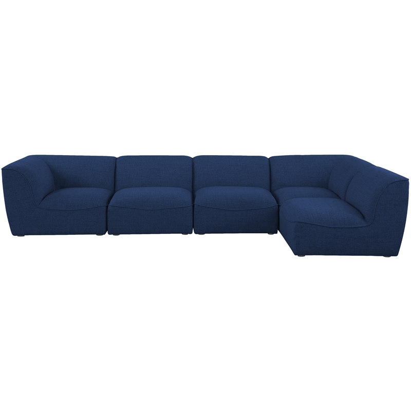 Meridian Furniture Miramar Navy Durable Linen Textured Modular Sectional