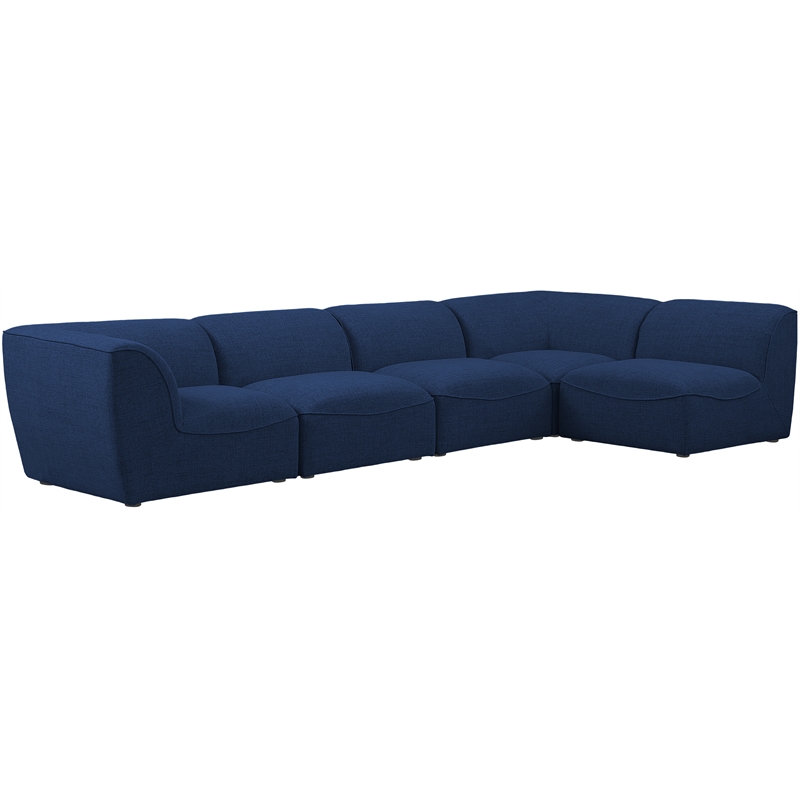 Meridian Furniture Miramar Navy Durable Linen Textured Modular Sectional
