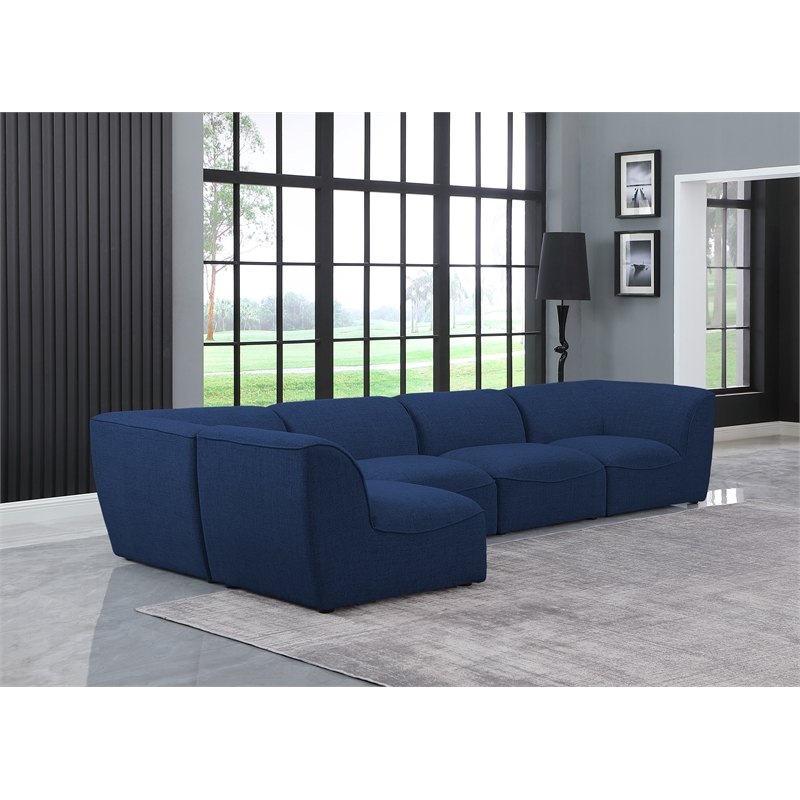 Meridian Furniture Miramar Navy Durable Linen Textured Modular Sectional