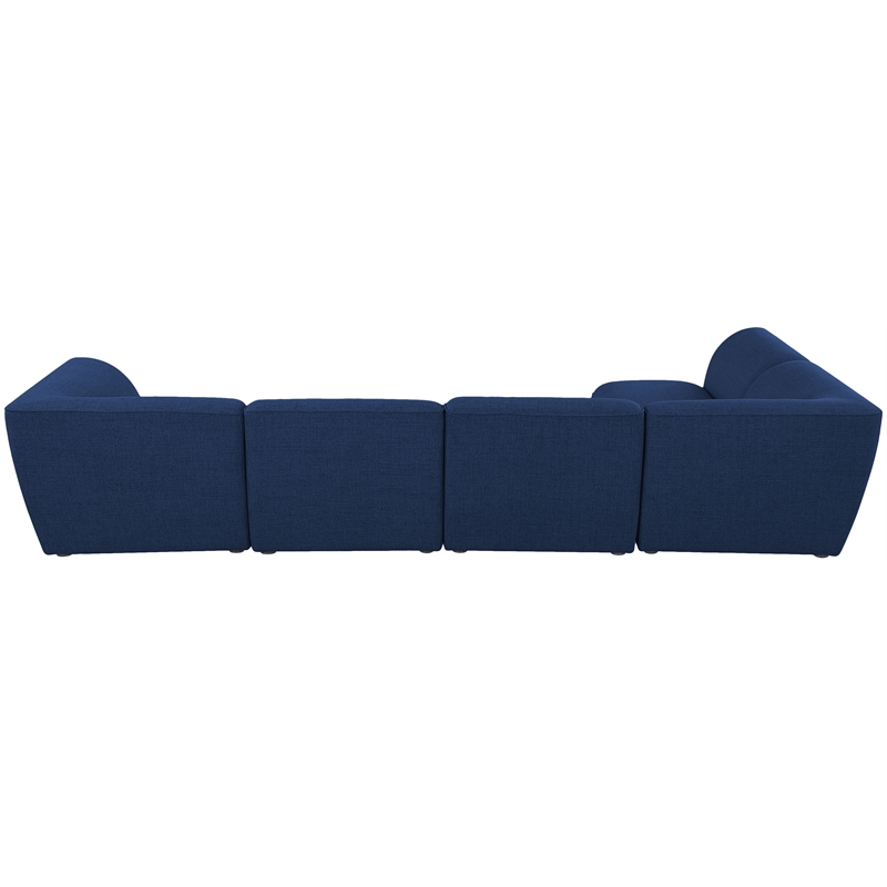 Meridian Furniture Miramar Navy Durable Linen Textured Modular Sectional