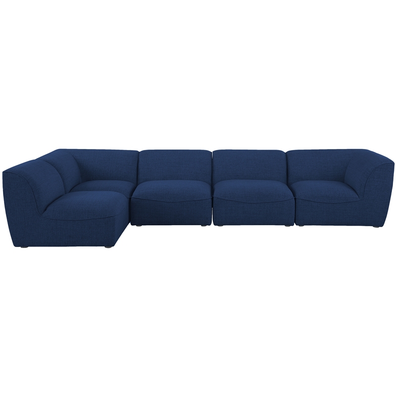 Meridian Furniture Miramar Navy Durable Linen Textured Modular Sectional
