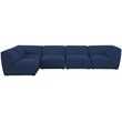 Meridian Furniture Miramar Navy Durable Linen Textured Modular Sectional