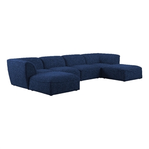 Meridian Furniture Miramar Navy Durable Linen Textured Modular Sectional