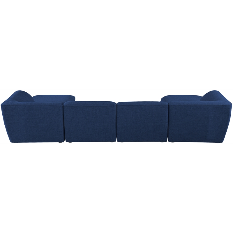 Meridian Furniture Miramar Navy Durable Linen Textured Modular Sectional