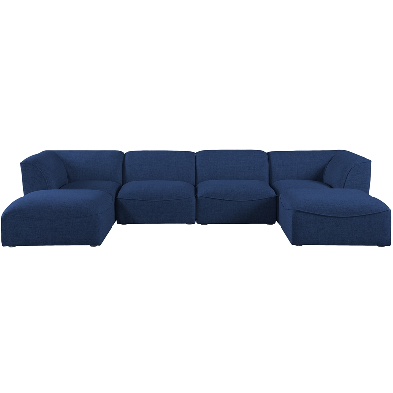 Meridian Furniture Miramar Navy Durable Linen Textured Modular Sectional