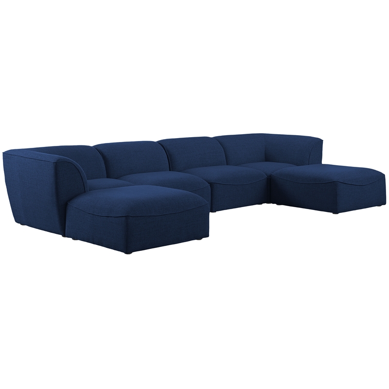 Meridian Furniture Miramar Navy Durable Linen Textured Modular Sectional