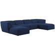 Meridian Furniture Miramar Navy Durable Linen Textured Modular Sectional