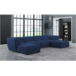 Meridian Furniture Miramar Navy Durable Linen Textured Modular Sectional