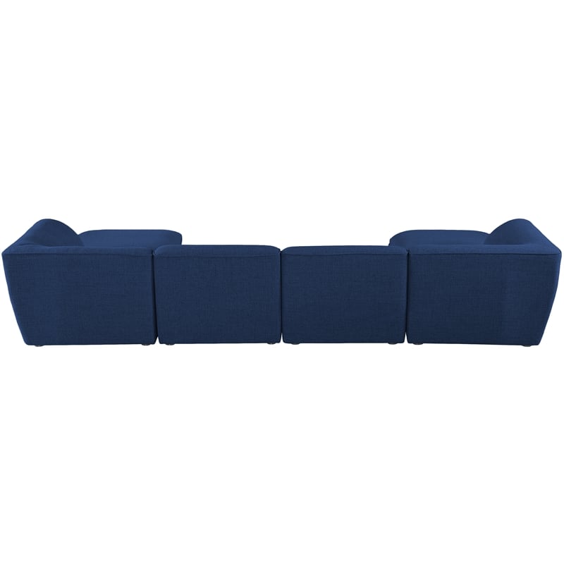 Meridian Furniture Miramar Navy Durable Linen Textured Modular Sectional