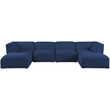 Meridian Furniture Miramar Navy Durable Linen Textured Modular Sectional