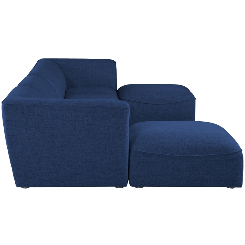 Meridian Furniture Miramar Navy Durable Linen Textured Modular Sectional