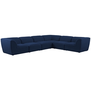 Meridian Furniture Miramar Navy Durable Linen Textured Modular Sectional