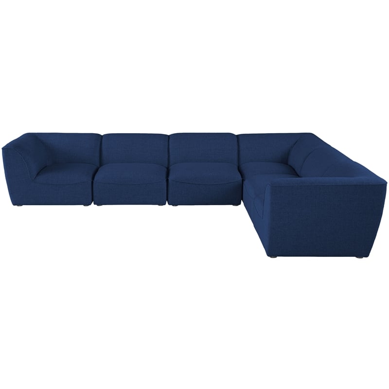 Meridian Furniture Miramar Navy Durable Linen Textured Modular Sectional
