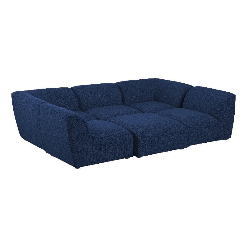 Meridian Furniture Miramar Navy Durable Linen Textured Modular Sectional