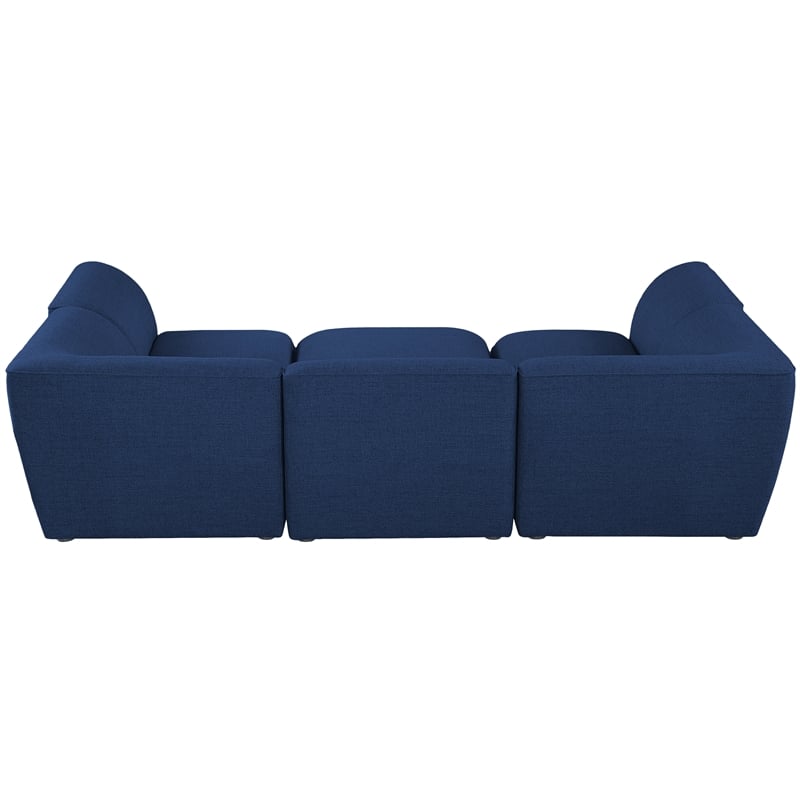Meridian Furniture Miramar Navy Durable Linen Textured Modular Sectional
