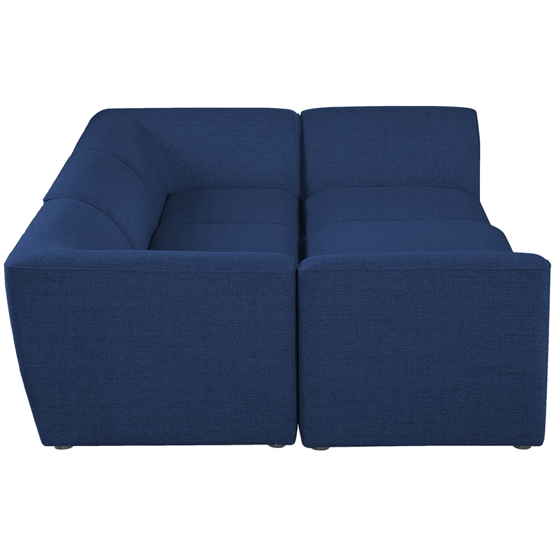 Meridian Furniture Miramar Navy Durable Linen Textured Modular Sectional