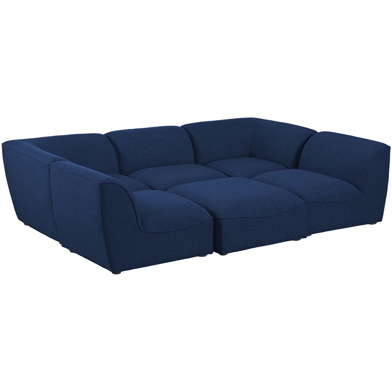 Meridian Furniture Miramar Navy Durable Linen Textured Modular Sectional