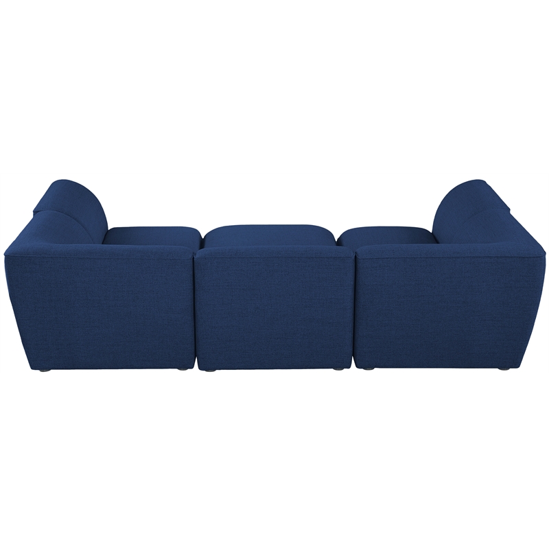 Meridian Furniture Miramar Navy Durable Linen Textured Modular Sectional