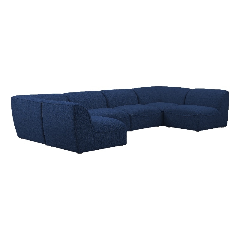 Meridian Furniture Miramar Navy Durable Linen Textured Modular Sectional
