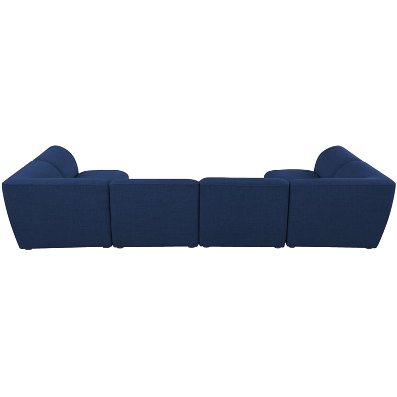 Meridian Furniture Miramar Navy Durable Linen Textured Modular Sectional