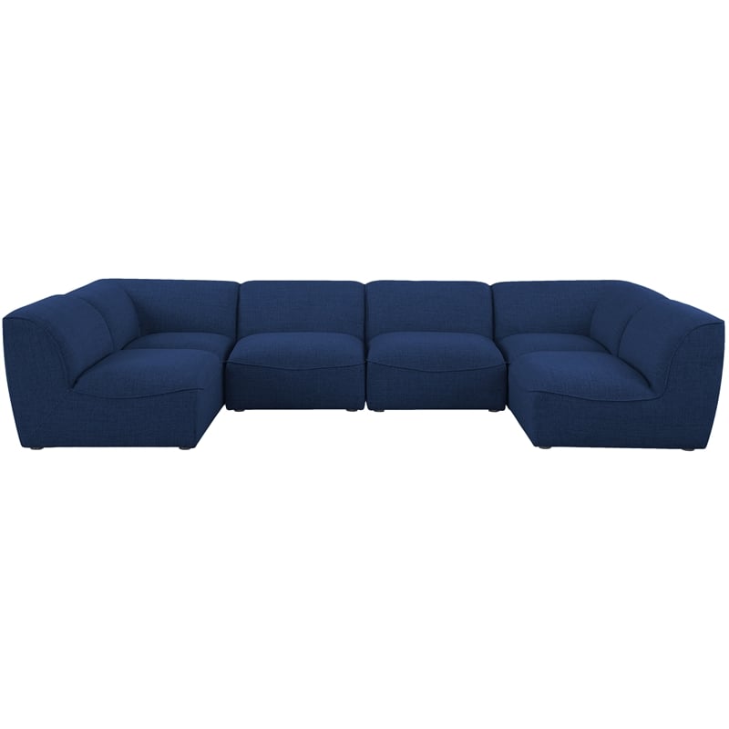 Meridian Furniture Miramar Navy Durable Linen Textured Modular Sectional